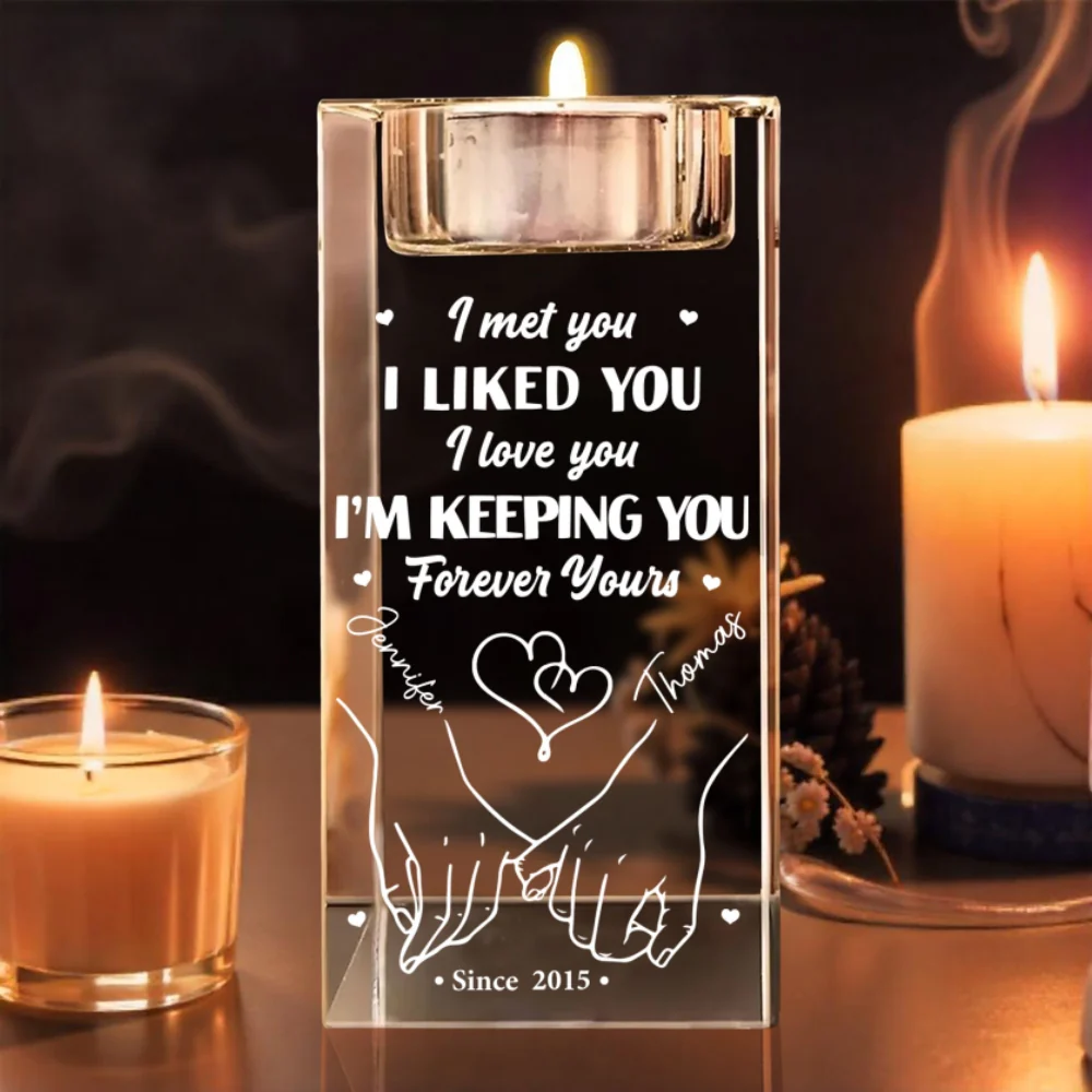 Keeping You - Personalized Custom Engraved Crystal Candle Holder - Image 7