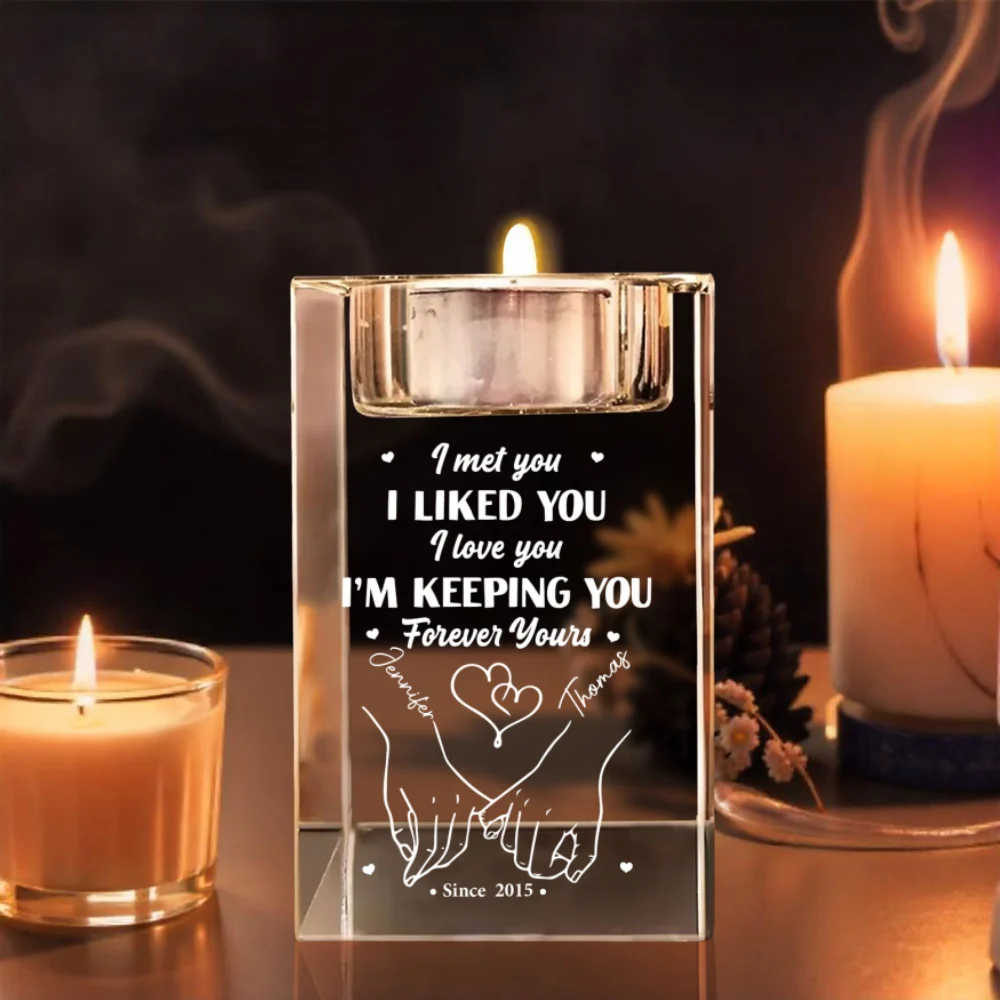 Keeping You - Personalized Custom Engraved Crystal Candle Holder - Image 8