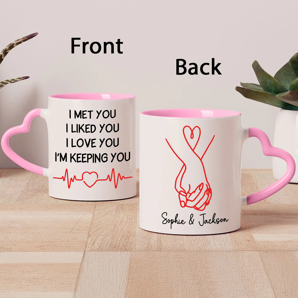 Keeping You - Personalized Custom Heart Handle Mug - Image 3