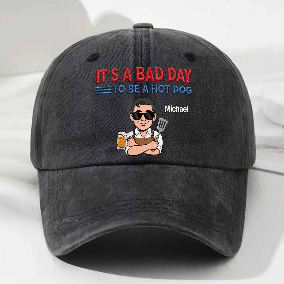 Ketchup Cannot Save You - Personalized Custom Vintage Washed Denim Cap - Image 2
