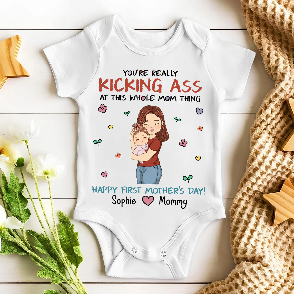 Kicking Ass Mommy - Personalized Custom Baby Onesie - Image 4