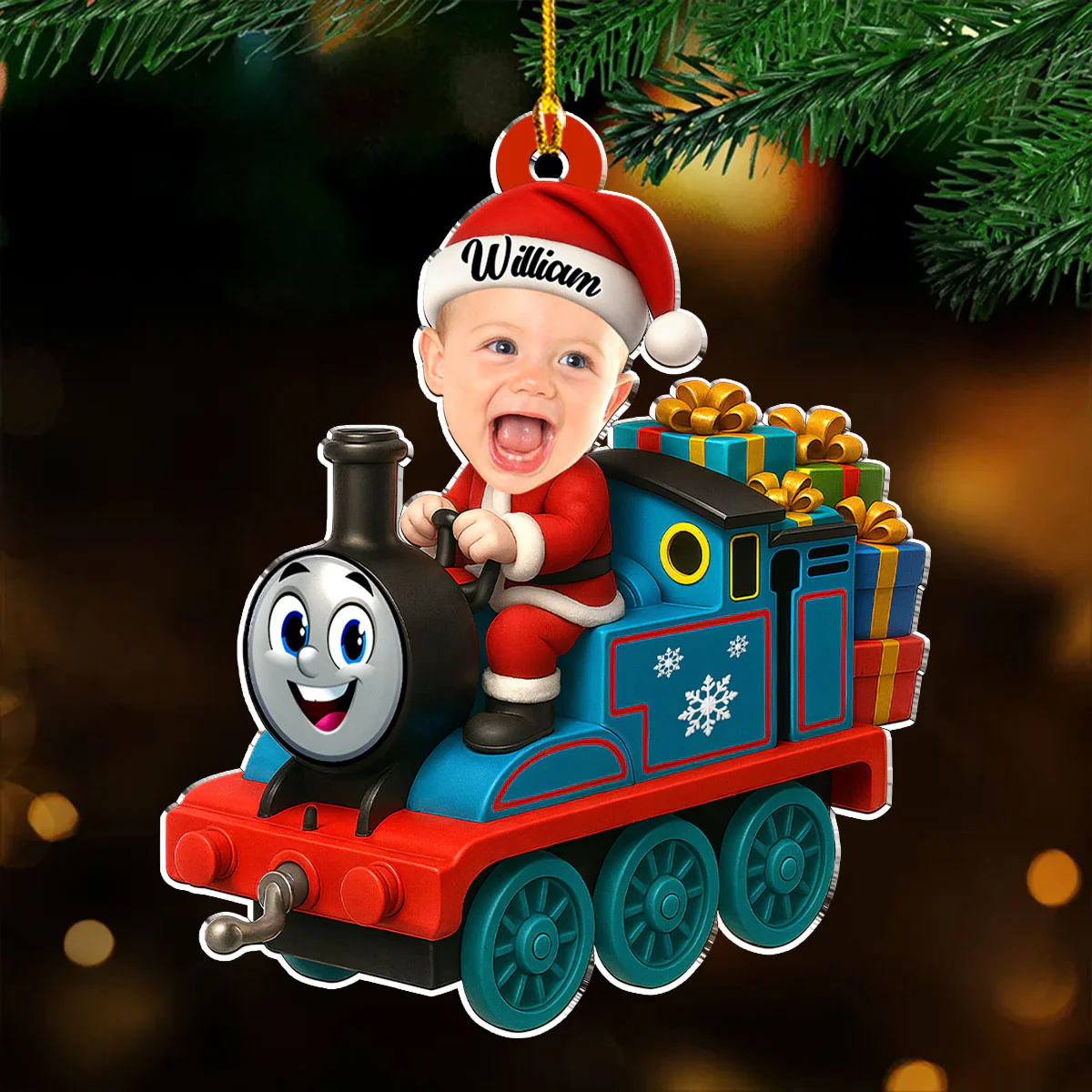 Kid Baby Toy Train - Personalized Custom Acrylic Ornament - Image 4