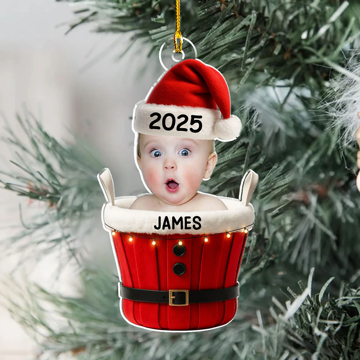Kid Is The Greatest Gift From Santa - Personalized Custom Acrylic Ornament - Image 4