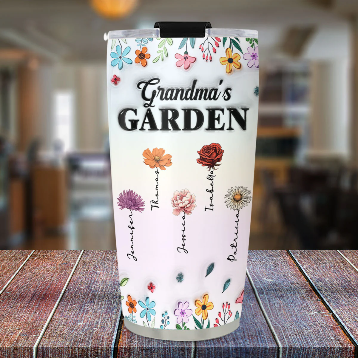 Kids Flower Garden - Personalized Custom 3D Inflated Effect Tumbler - Image 2