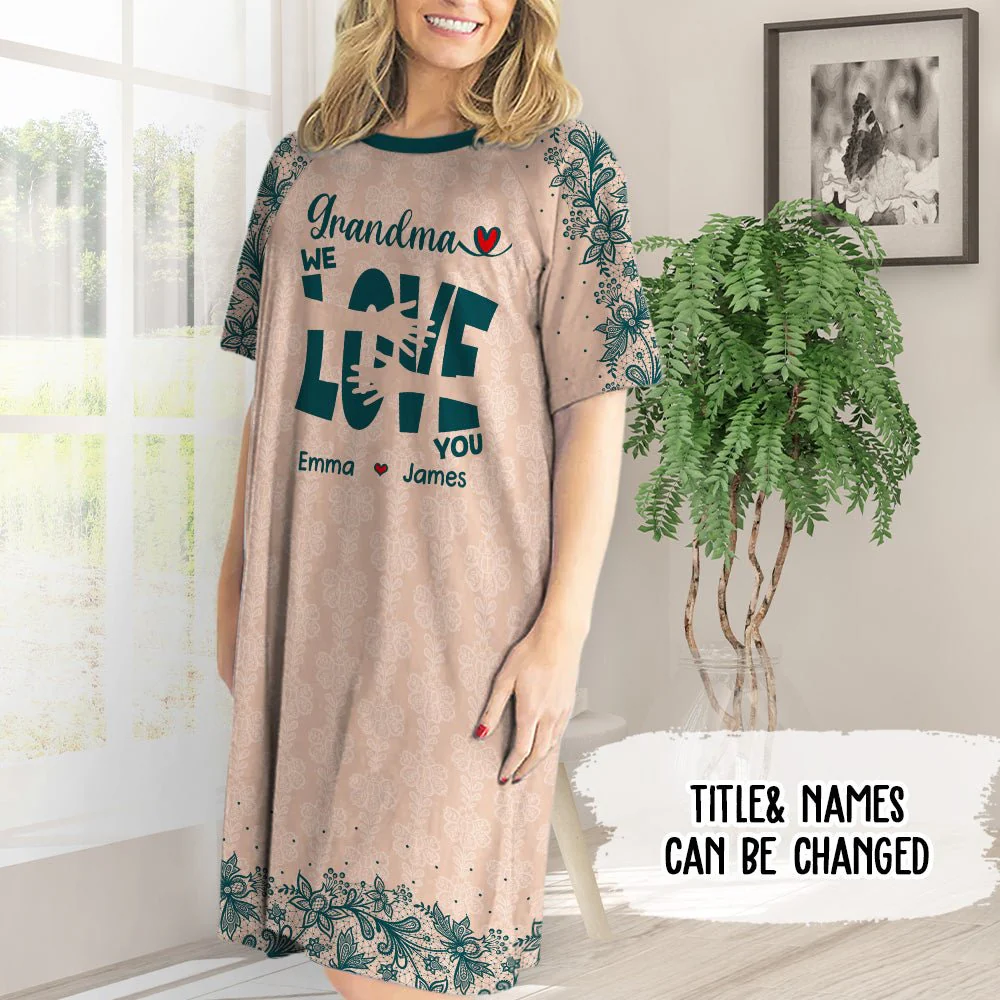 Kids Love Grandma - Personalized Custom 3/4 Sleeve Dress - Image 2