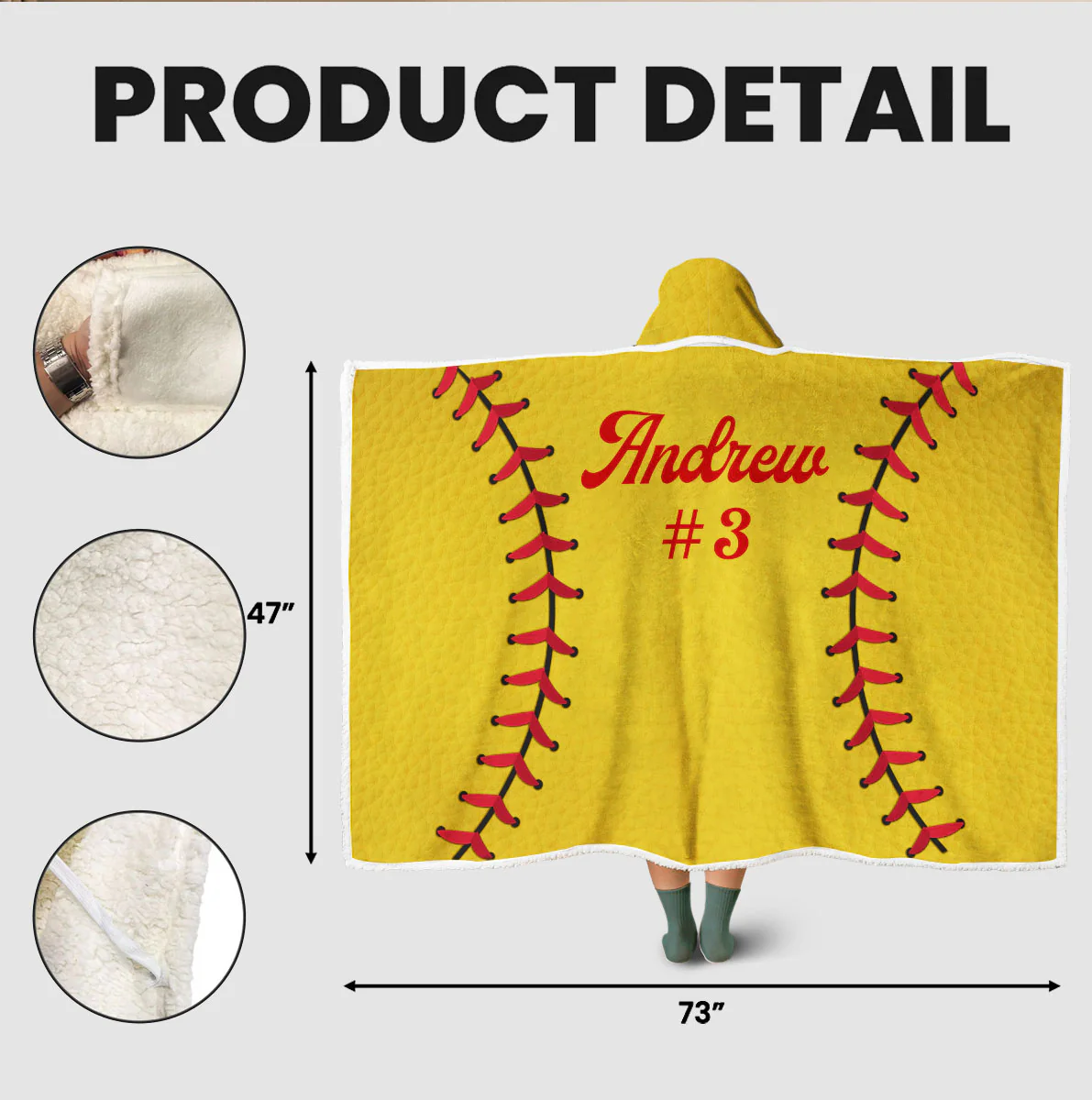 Kids Player Sports - Personalized Custom Hooded Blanket - Image 7