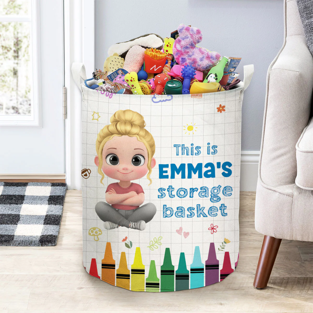 Kids Storage Basket - Personalized Custom Laundry Basket - Image 2