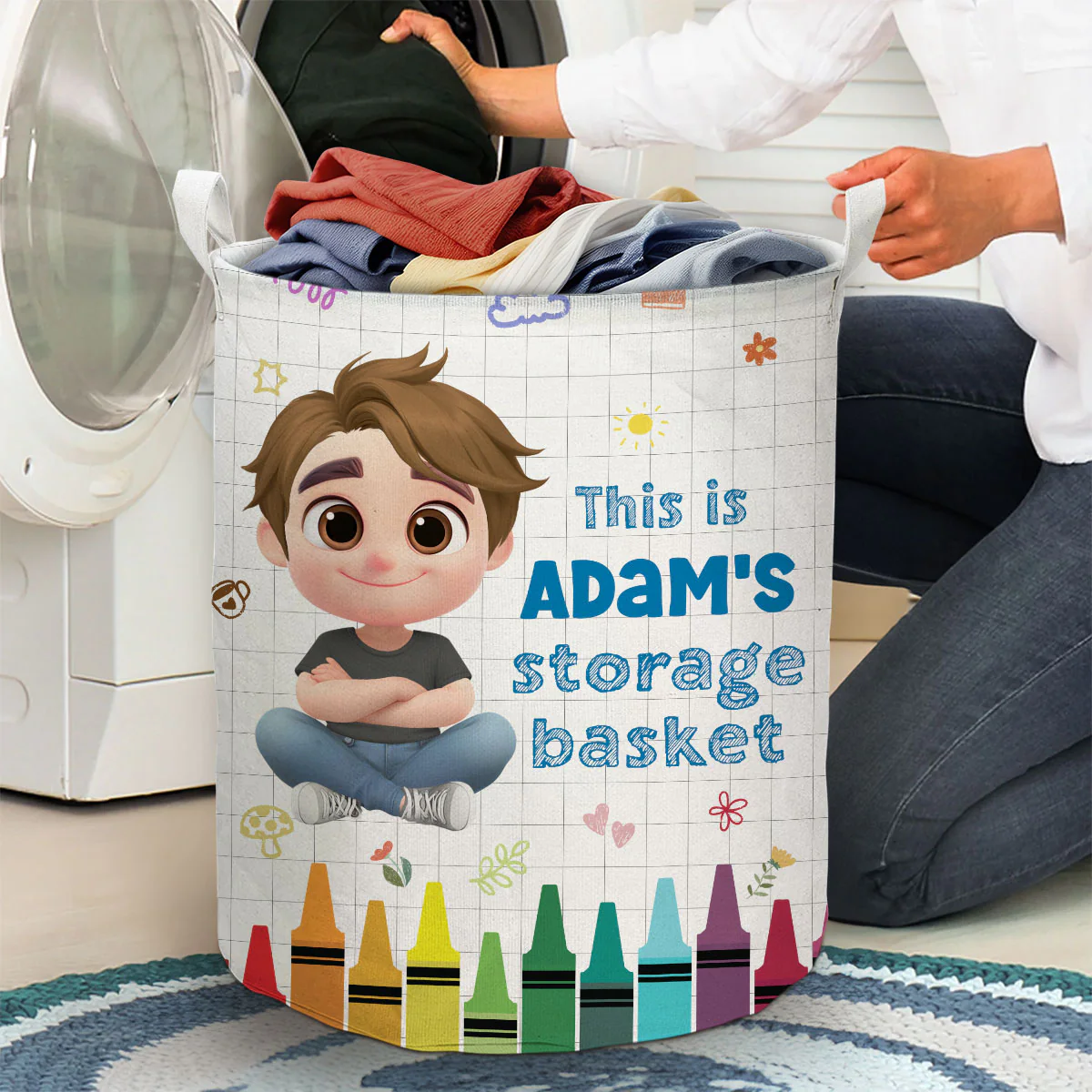 Kids Storage Basket - Personalized Custom Laundry Basket - Image 4