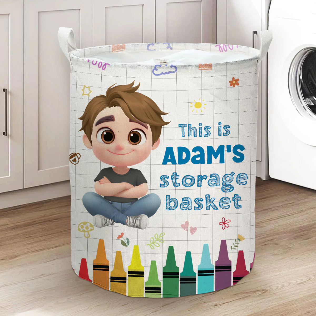 Kids Storage Basket - Personalized Custom Laundry Basket - Image 5