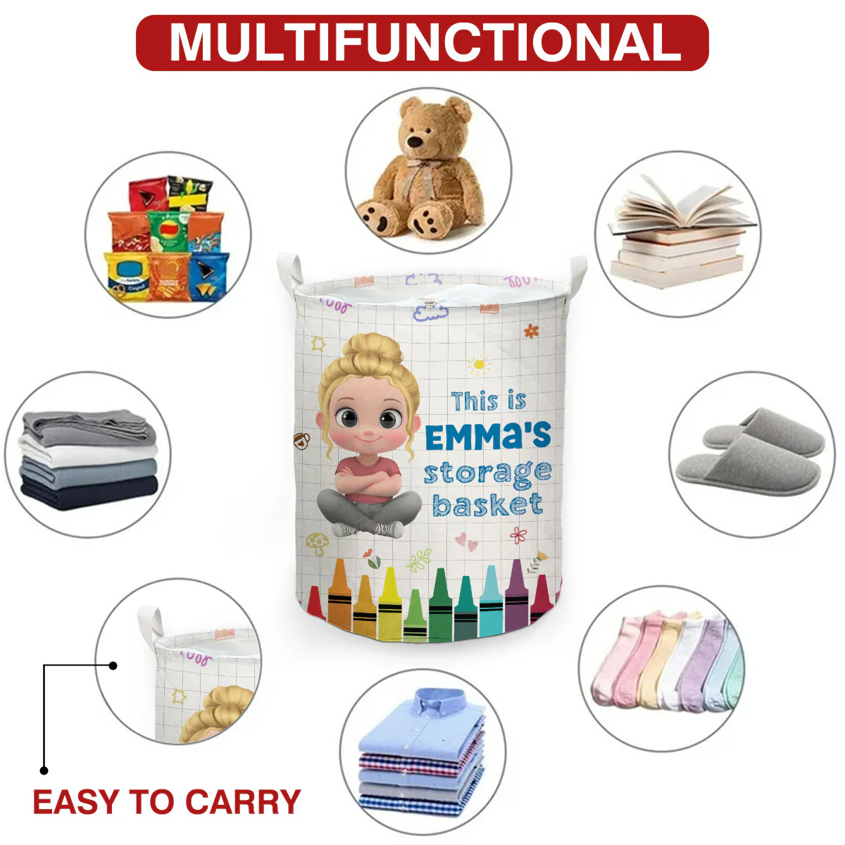 Kids Storage Basket - Personalized Custom Laundry Basket - Image 8