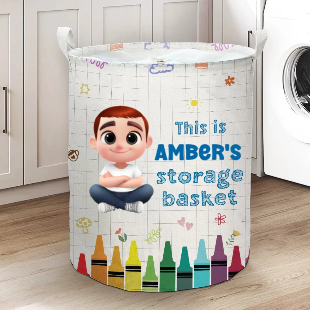 Kids Storage Basket - Personalized Custom Laundry Basket - Image 9