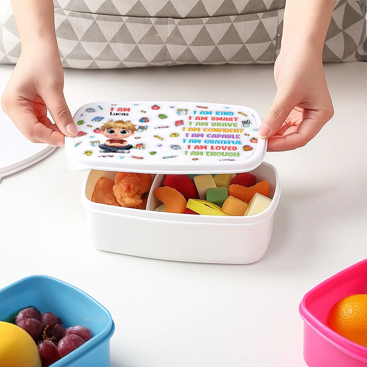 Kind Smart Loved Cartoonize - Personalized Custom Lunch Box - Image 3