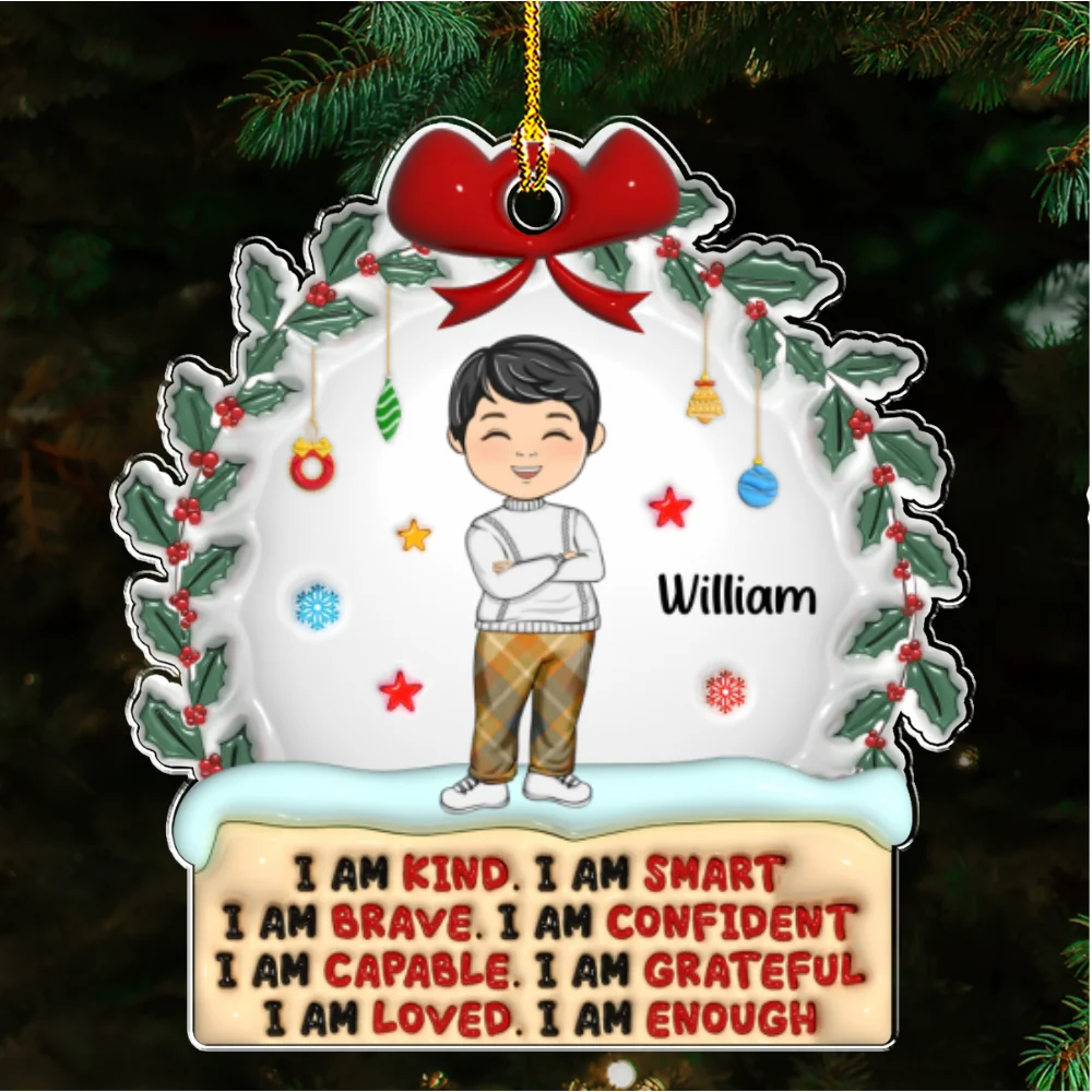 Kind Smart Loved Christmas - Personalized Custom 3D Inflated Effect Acrylic Ornament - Image 5