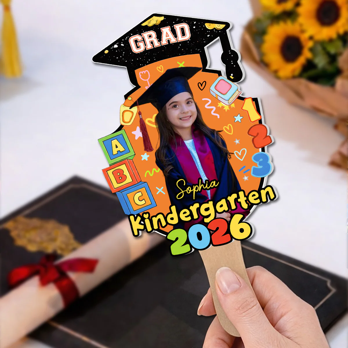 Kindergarten Preschool Graduation - Personalized Custom Hand Fan - Image 2