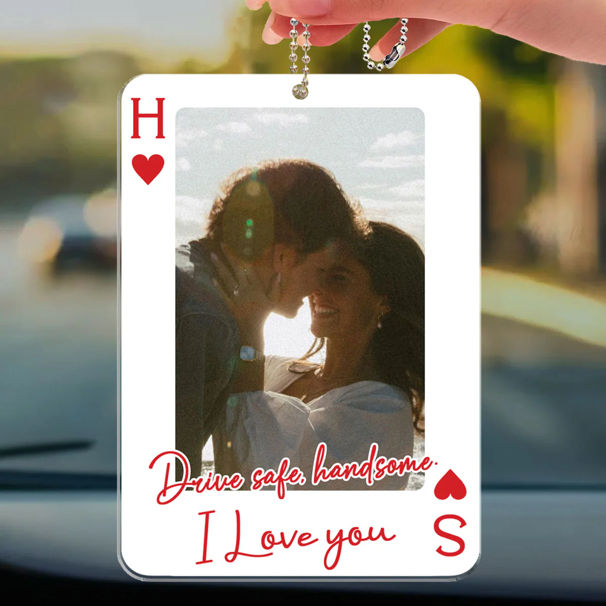 King & Queen Drive Safe I Love You - Personalized Custom Car Ornament - Image 2