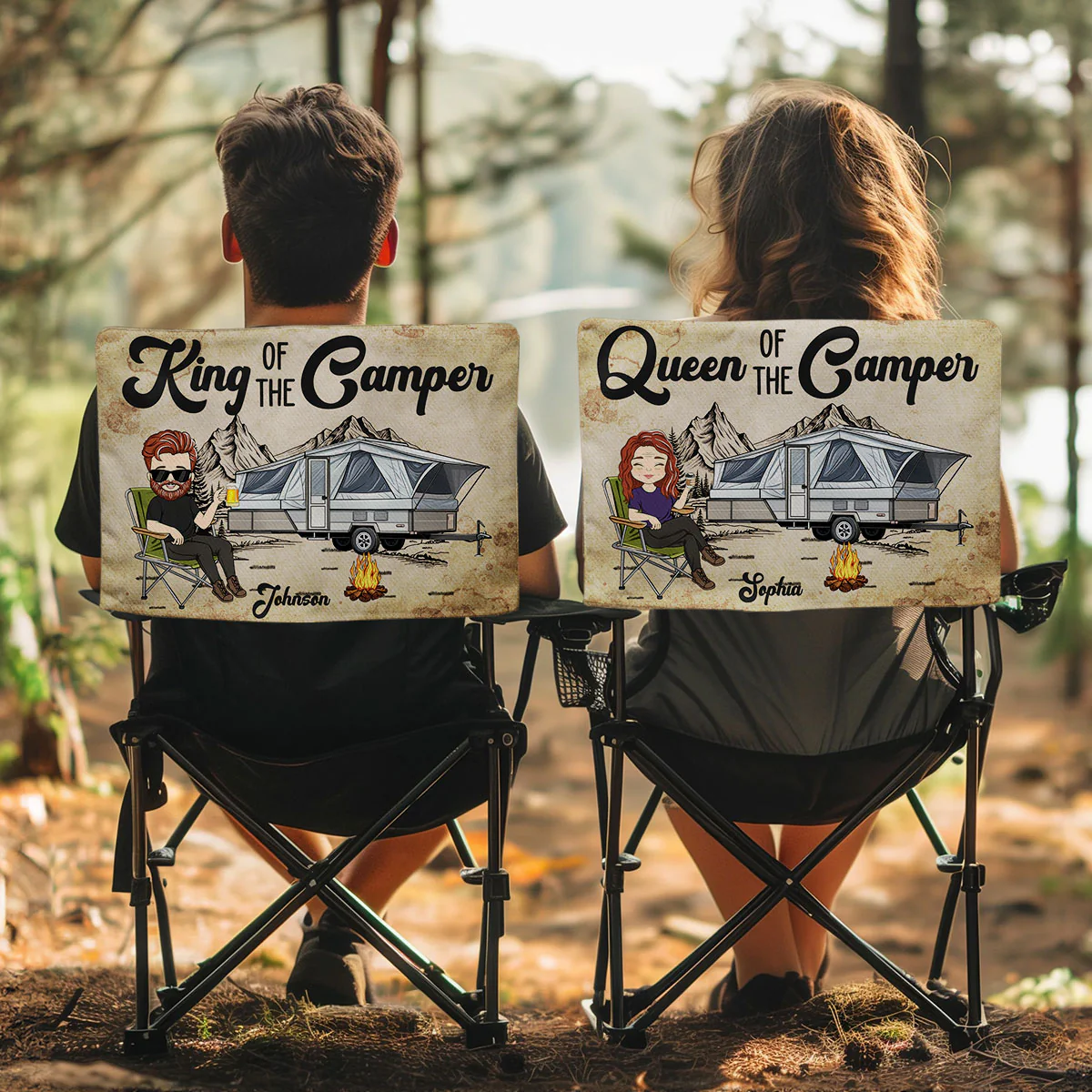 King Queen Of The Camper -  Personalized Custom Camping Chair Cover - Image 5