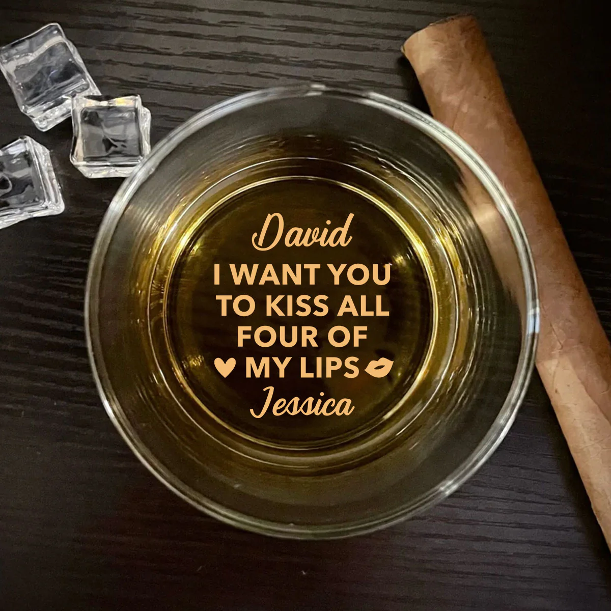 Kiss My Lips Let Play - Personalized Custom Engraved Whiskey Glass - Image 5