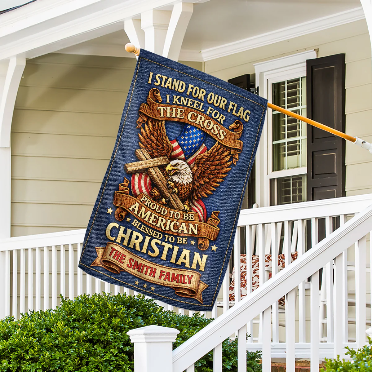 Kneel For Cross - Personalized 3D Effect Custom Flag - Image 4