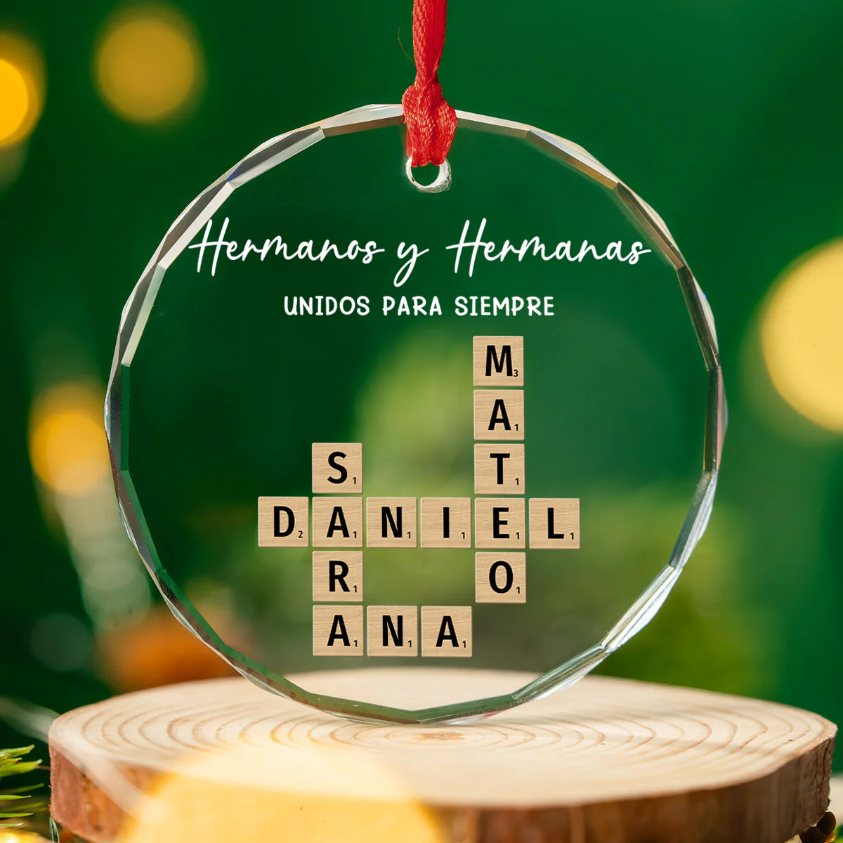 Las Raíces Familiares Nos Mantienen Unidos - Adorno de Cristal Personalizado - Image 4