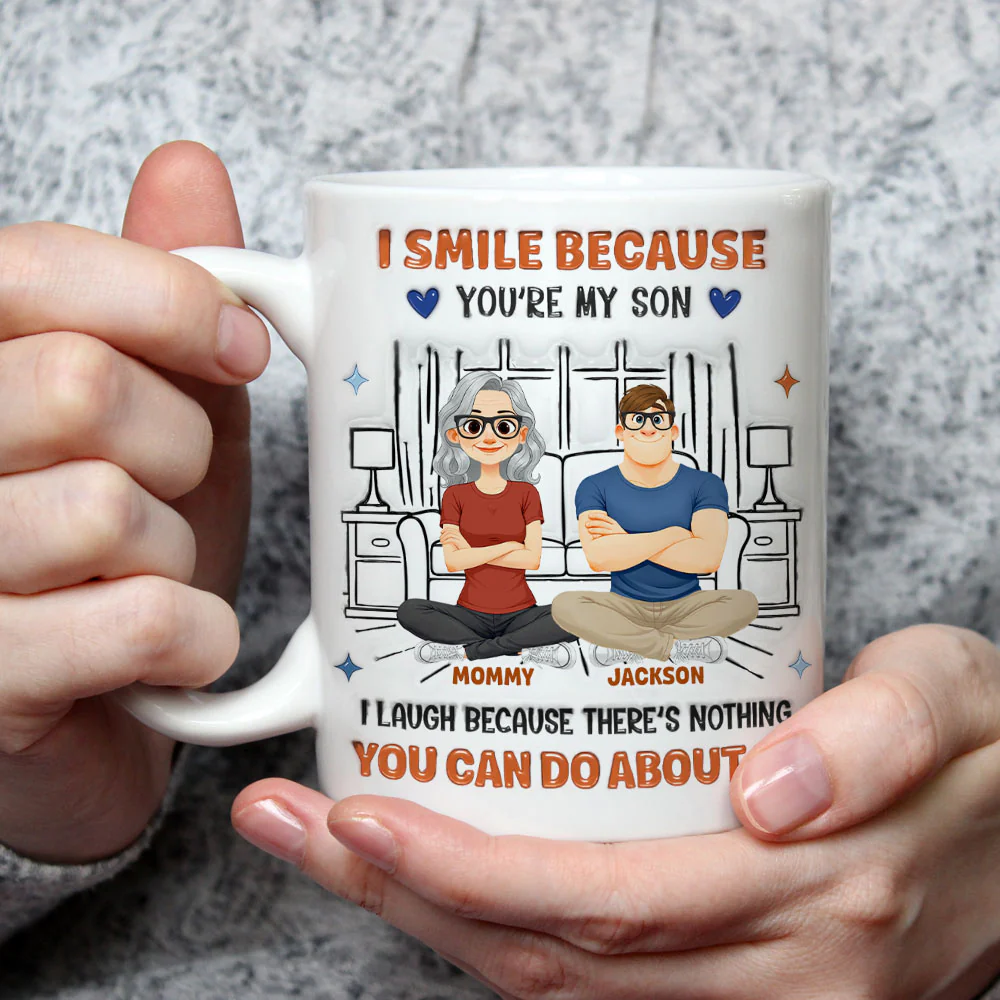 Laugh Because Of You - Personalized Custom 3D Inflated Effect Mug - Image 2