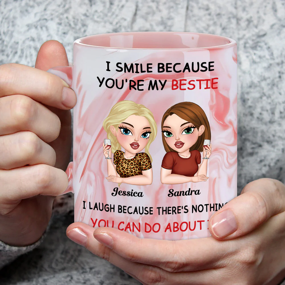 Laugh Together - Personalized Custom Pink Marble Mug - Image 5