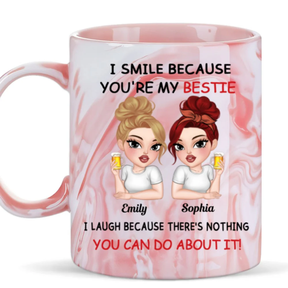 Laugh Together - Personalized Custom Pink Marble Mug - Image 6