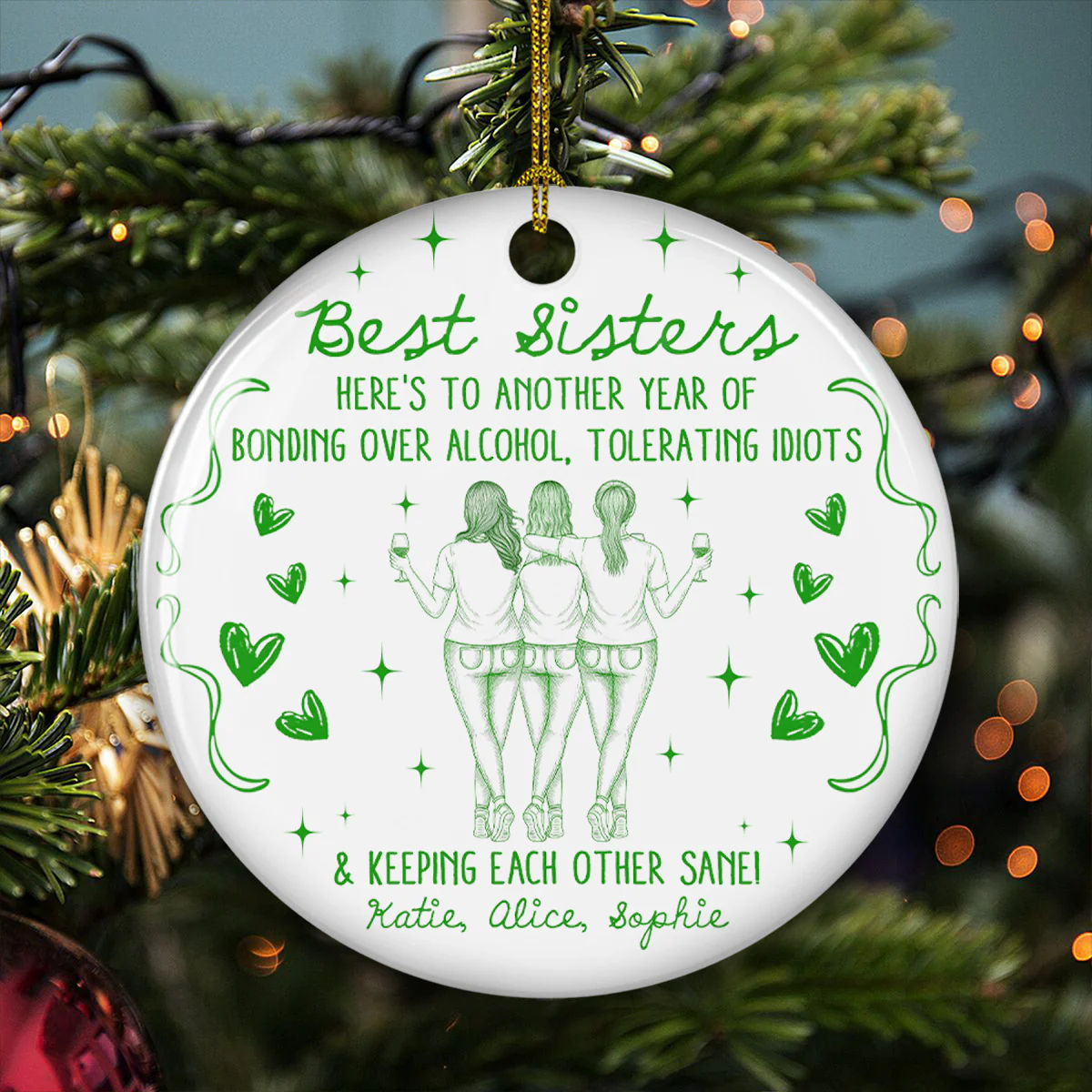 Laughing At Our Own Jokes - Personalized Custom Ceramic Ornament - Image 3
