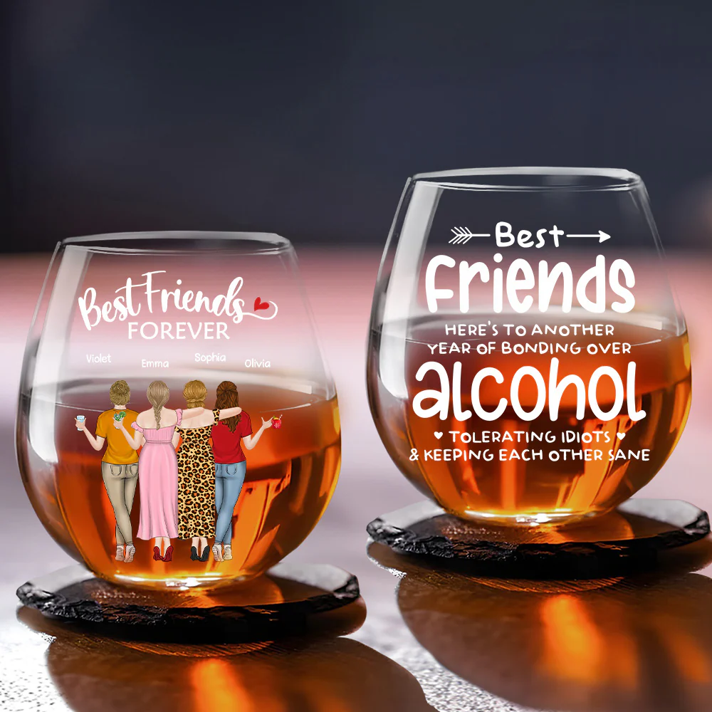Laughing & Keeping Each Other Sane - Personalized Custom Wine Glass - Image 5