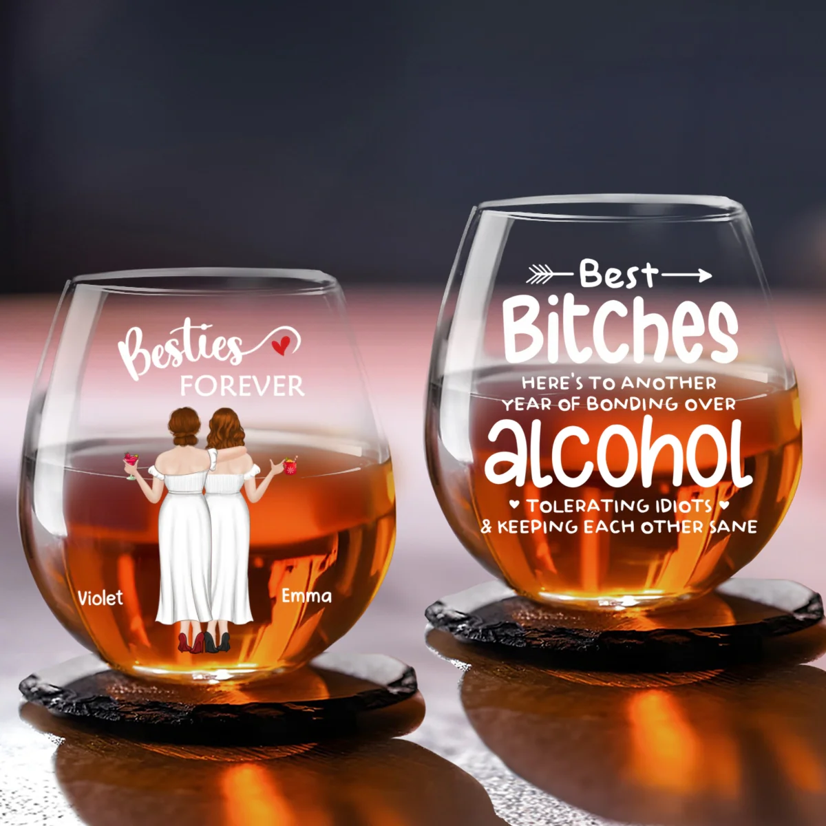 Laughing & Keeping Each Other Sane - Personalized Custom Wine Glass - Image 6