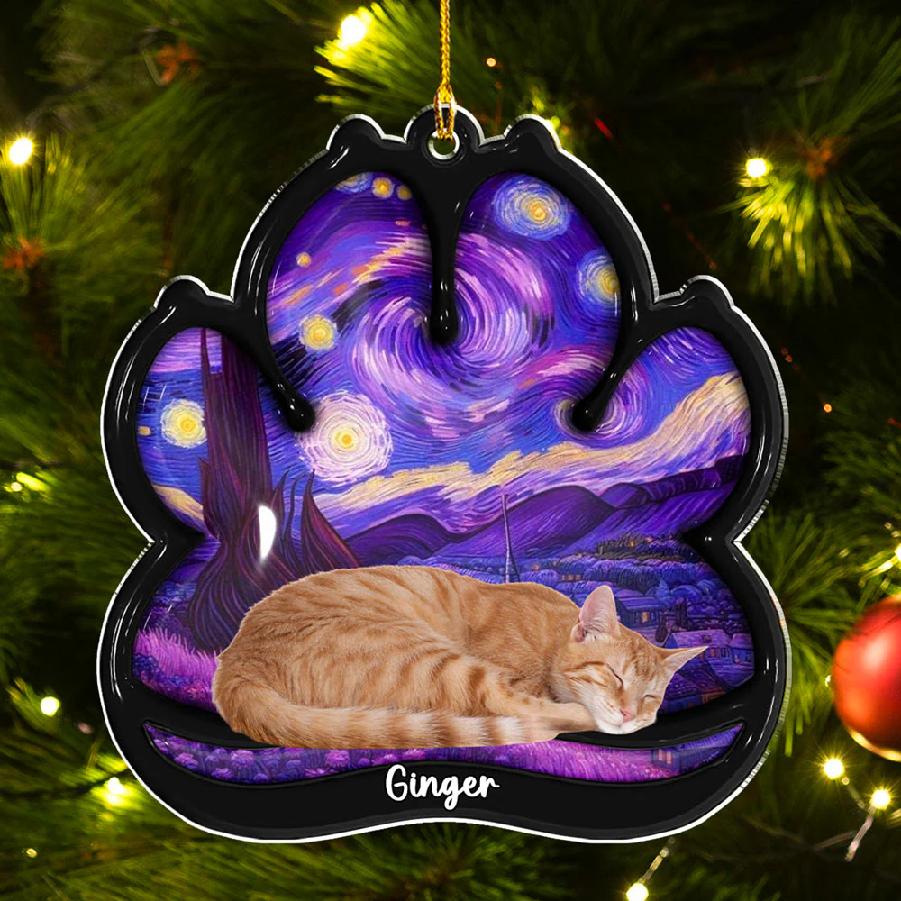Lay Here With Cat Photo - Personalized Custom 3D Effect Acrylic Ornament - Image 2