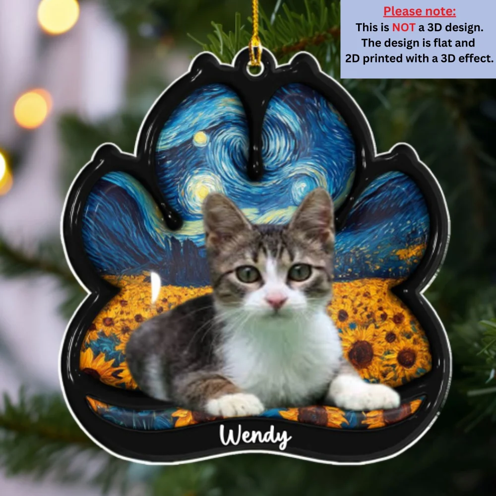 Lay Here With Cat Photo - Personalized Custom 3D Effect Acrylic Ornament - Image 5