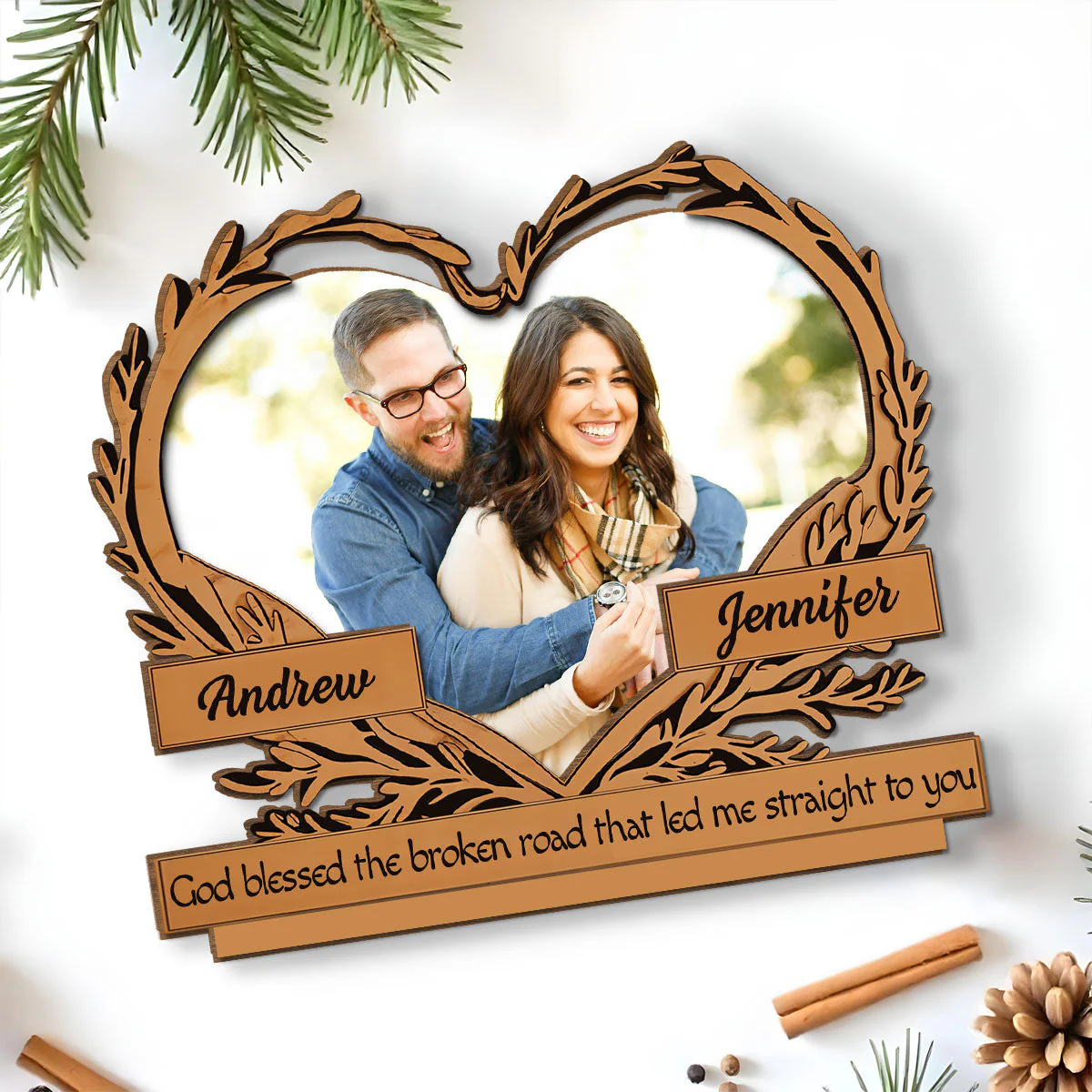 Led Me Straight To You - Personalized Custom 2-Layer Wood Plaque With Flat Base - Image 2