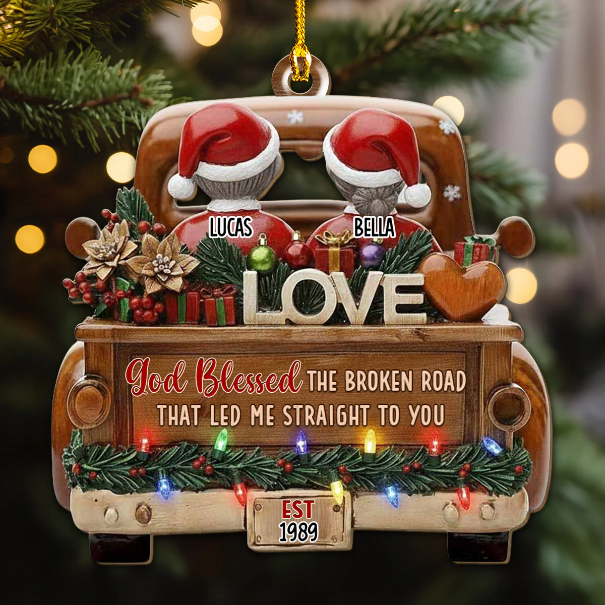 Led Me Straight To You - Personalized Custom 3D Effect Wood Ornament