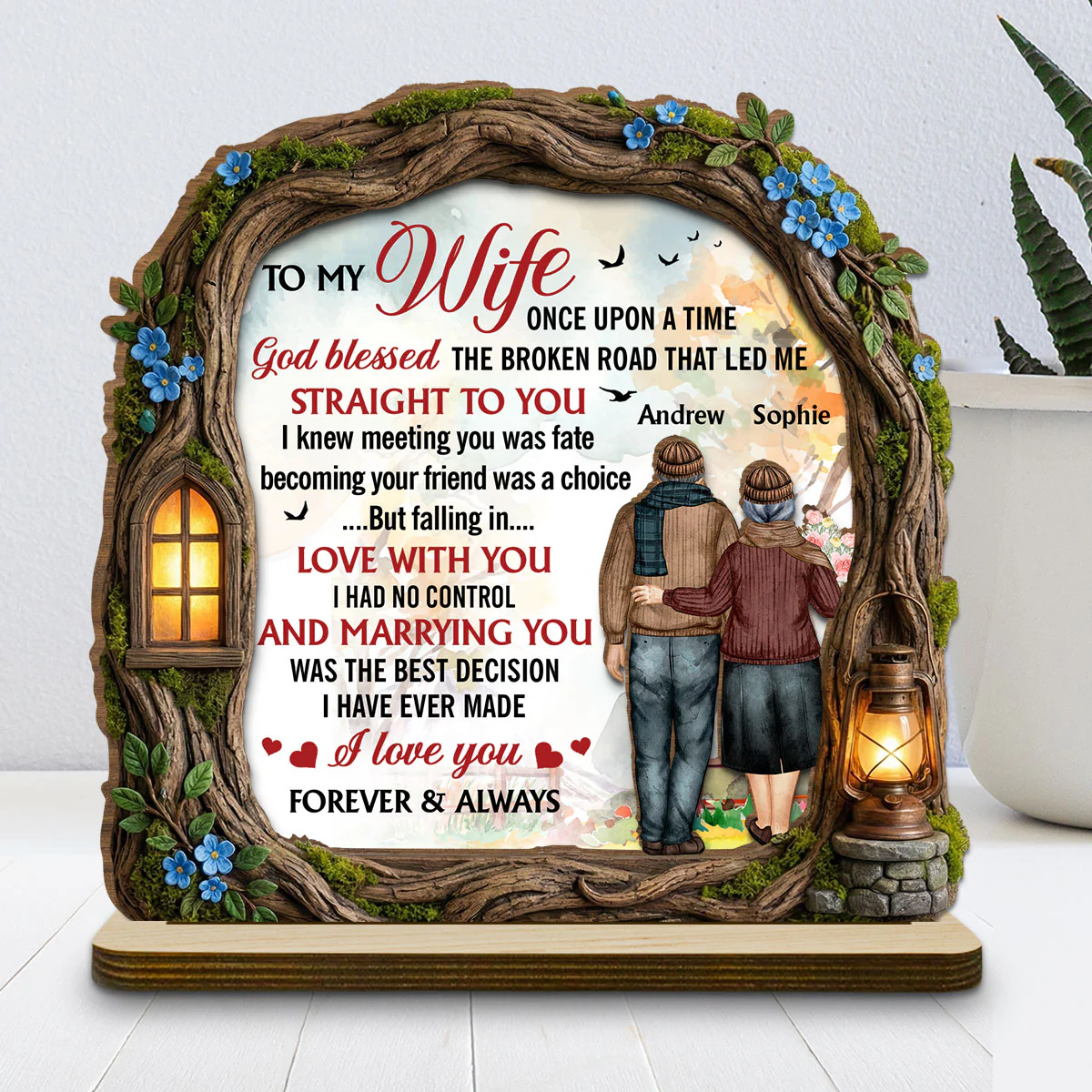 Led Me To You - Personalized Custom 2-Layer Wood Plaque With Flat Base - Image 2