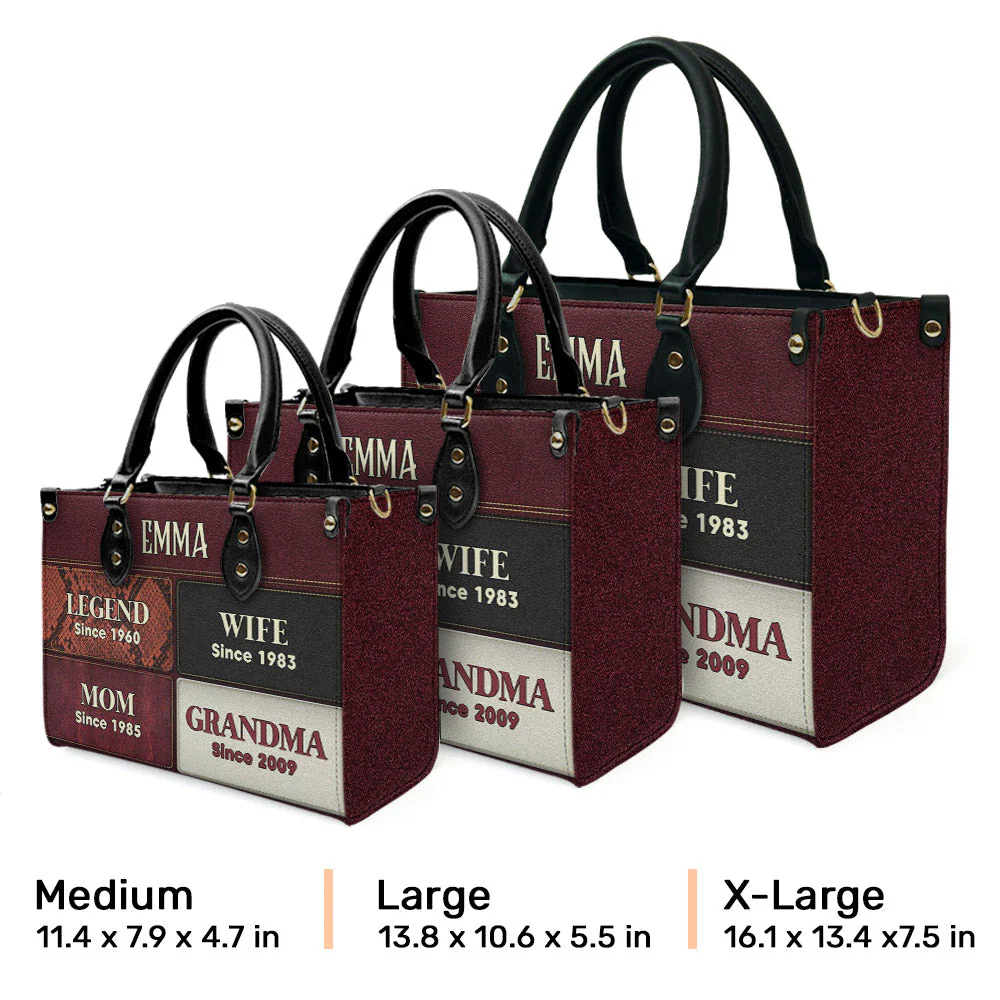 Grandma Since Year - Personalized Custom Leather Bag - Image 3