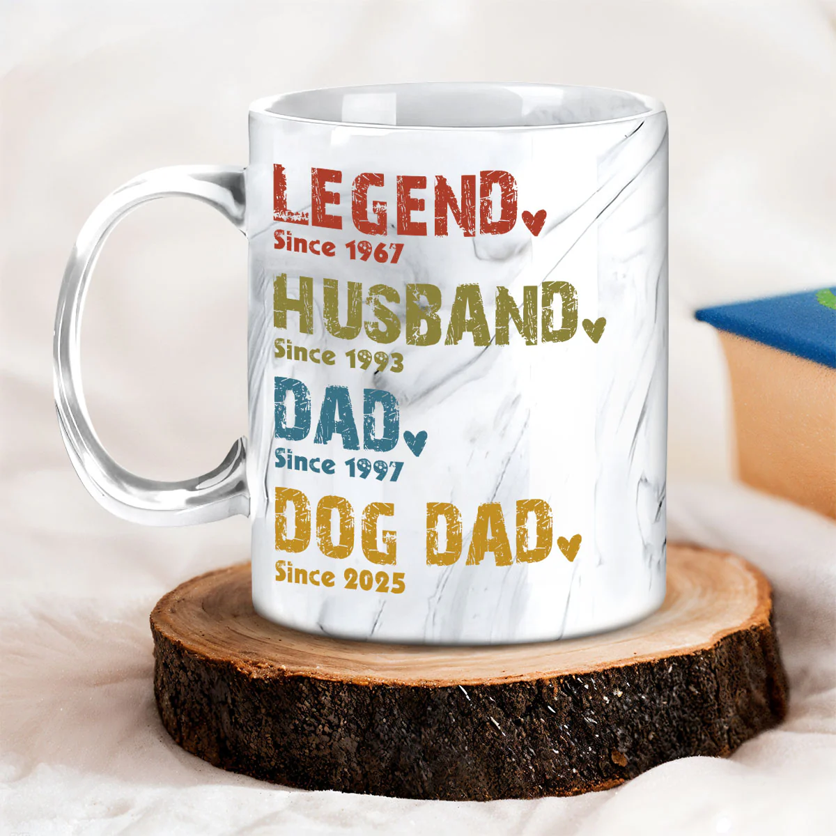 Legend, Husband, Dad, Grandpa - Personalized Custom Grey Marble Mug - Image 5