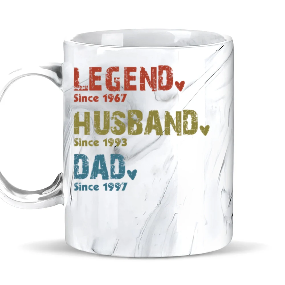 Legend, Husband, Dad, Grandpa - Personalized Custom Grey Marble Mug - Image 7