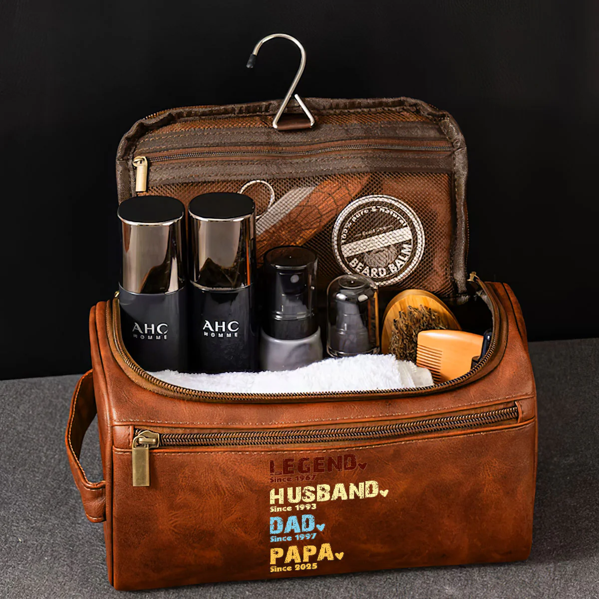 Legend Husband Dad Grandpa - Personalized Custom Leather Toiletry Bag - Image 5