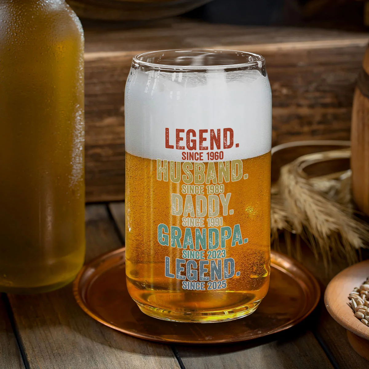 Legend Husband Dad Papa - Personalized Custom Beer Can Glass - Image 5