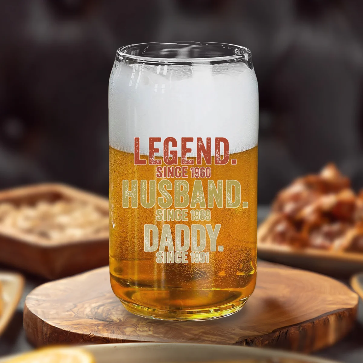 Legend Husband Dad Papa - Personalized Custom Beer Can Glass - Image 7