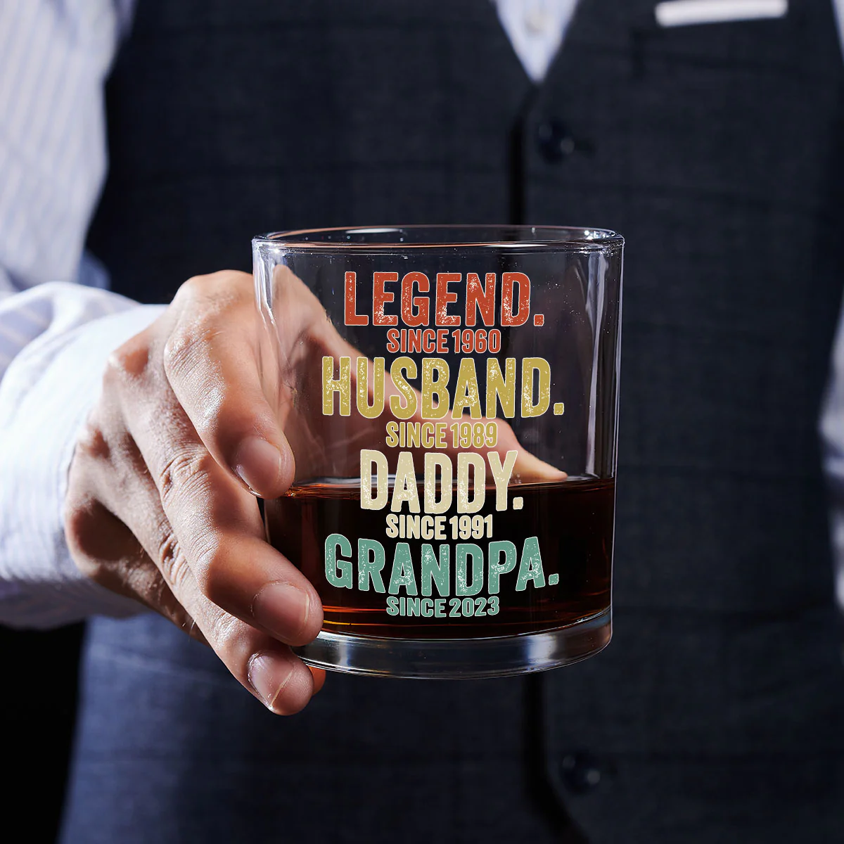 Legend Husband Dad Papa - Personalized Custom Whiskey Glass - Image 2
