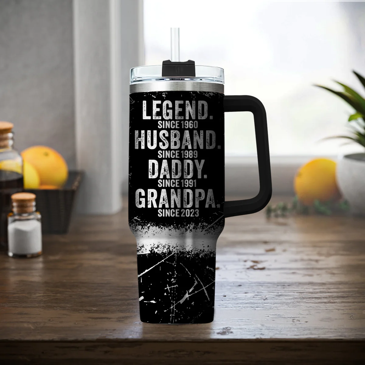 Legend Husband Dad - Personalized Custom Engraved 40oz Tumbler With Handle - Image 3