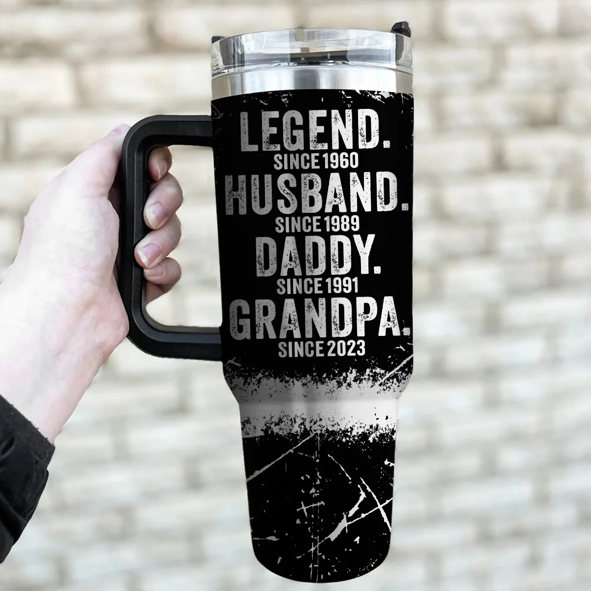 Legend Husband Dad - Personalized Custom Engraved 40oz Tumbler With Handle - Image 4