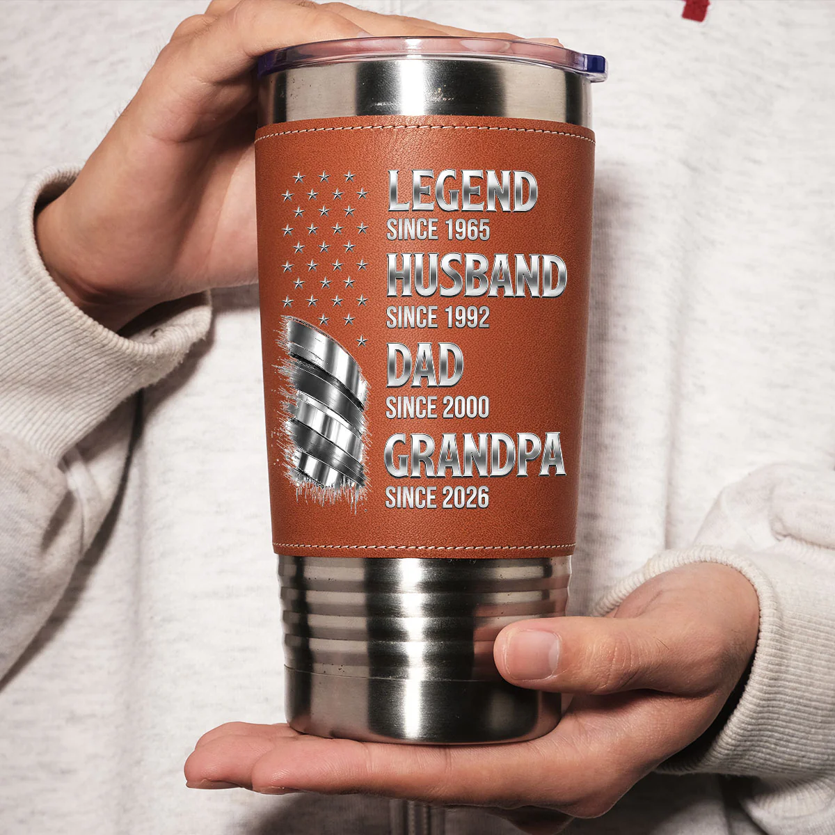 Legend In Any Generation - Personalized Custom Leather Tumbler - Image 4