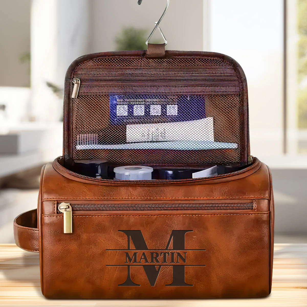 Legend - Personalized Custom Engraved Leather Toiletry Bag - Image 2