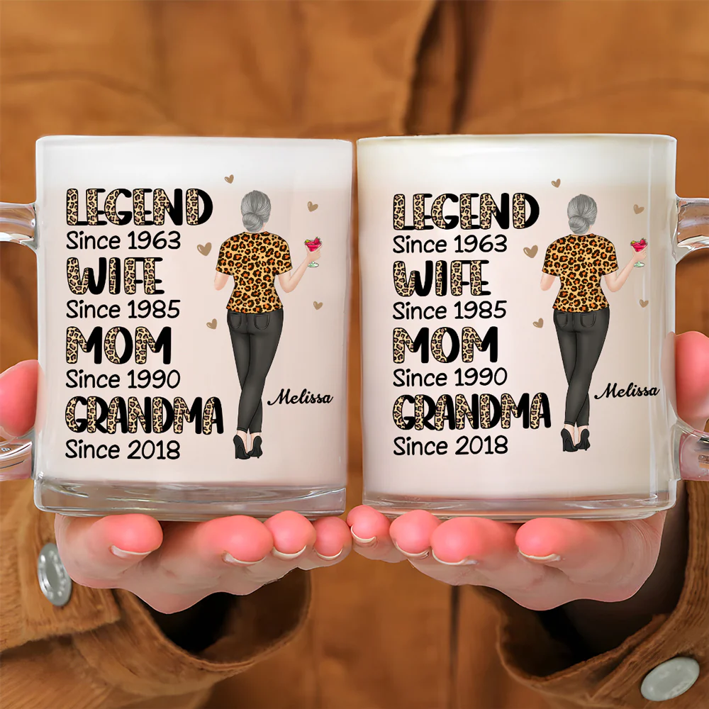 Legend Wife Mom Grandma - Personalized Custom Glass Mug - Image 2