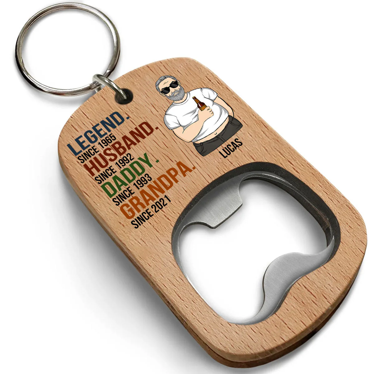 Legendary Father - Personalized Custom Bottle Opener Keychain - Image 2