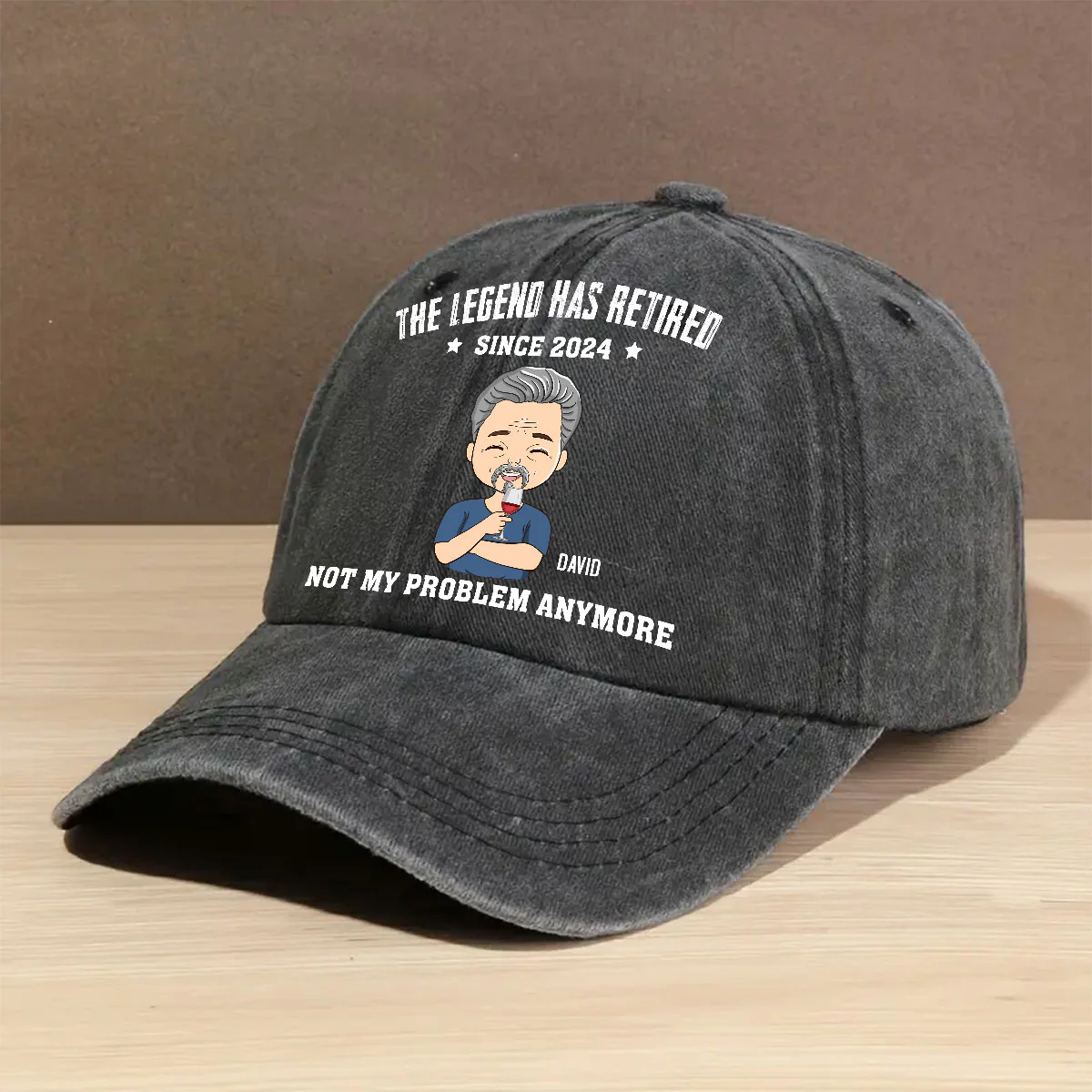 Lengend Has Retired - Personalized Custom Vintage Washed Denim Cap - Image 2