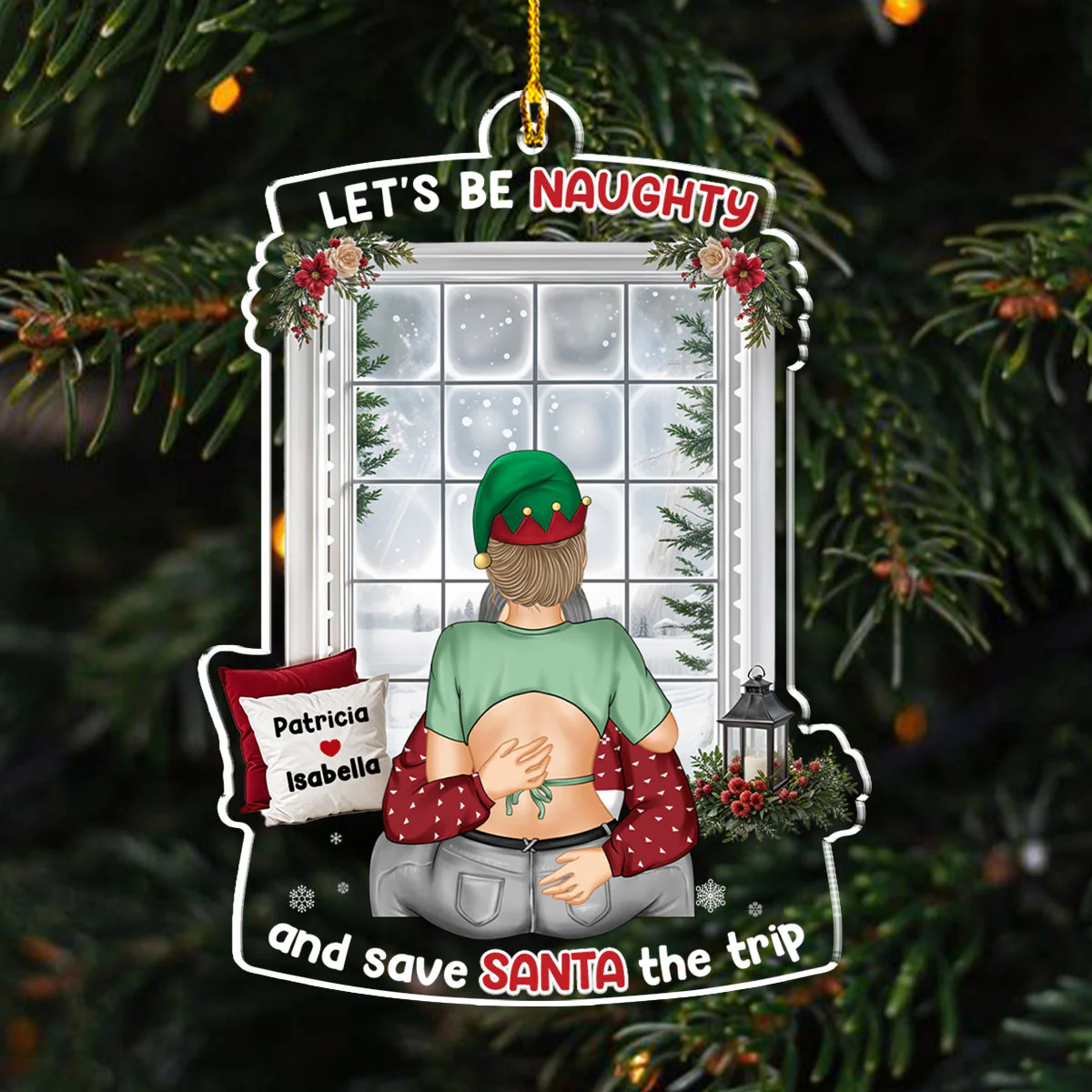 Let Be Naughty Christmas - Personalized Custom Acrylic Ornament - Image 2