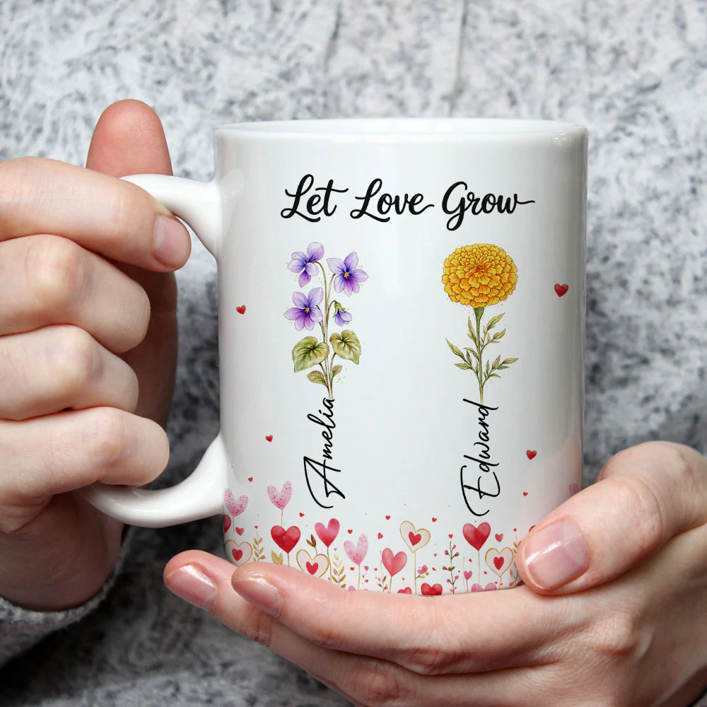 Let Love Grow - Personalized Custom Coffee Mug - Image 2